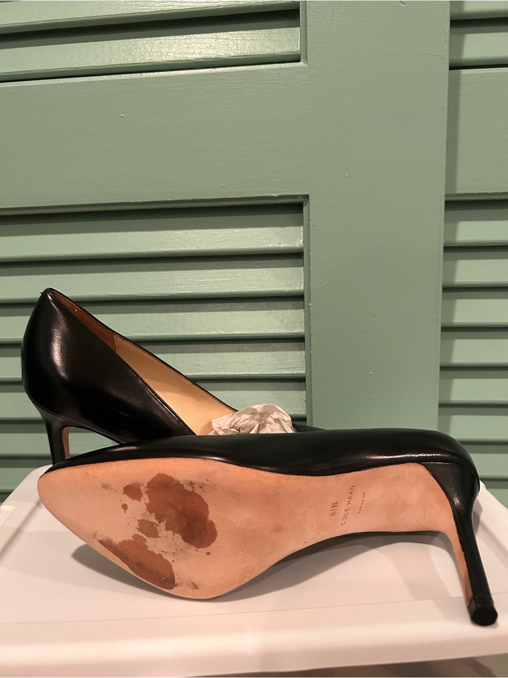 Cole Haan Black Leather Pointed-Toe Stiletto Pumps - Picture 5 of 5